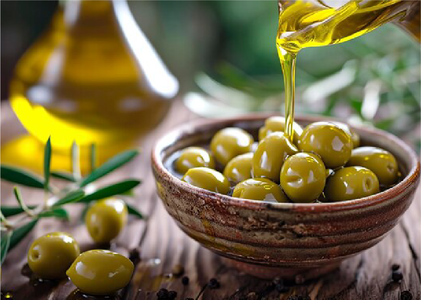 Olive oil and fresh olives